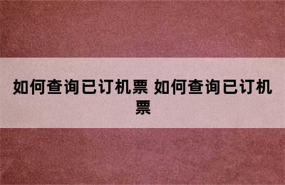 如何查询已订机票 如何查询已订机票